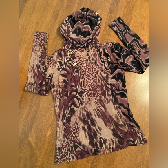 Alberto Makali Animal Print Beaded Zip Hoodie - Picture 2 of 7